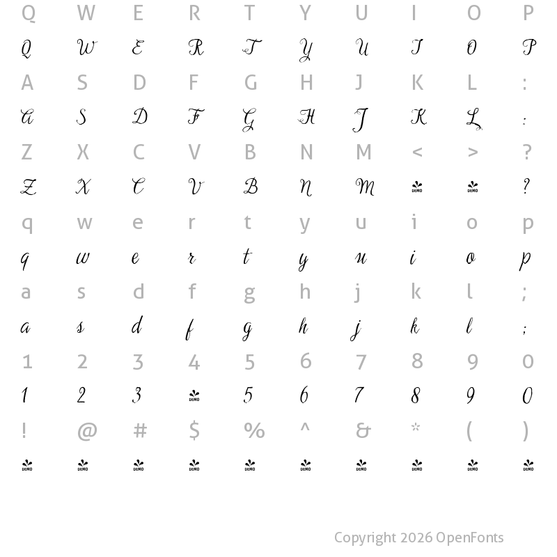Character Map of FONTSPRING DEMO - Perron No2 No2