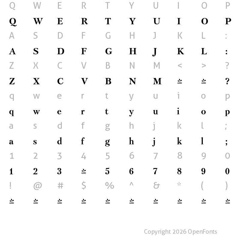 Character Map of FONTSPRING DEMO - Petersburg Bold