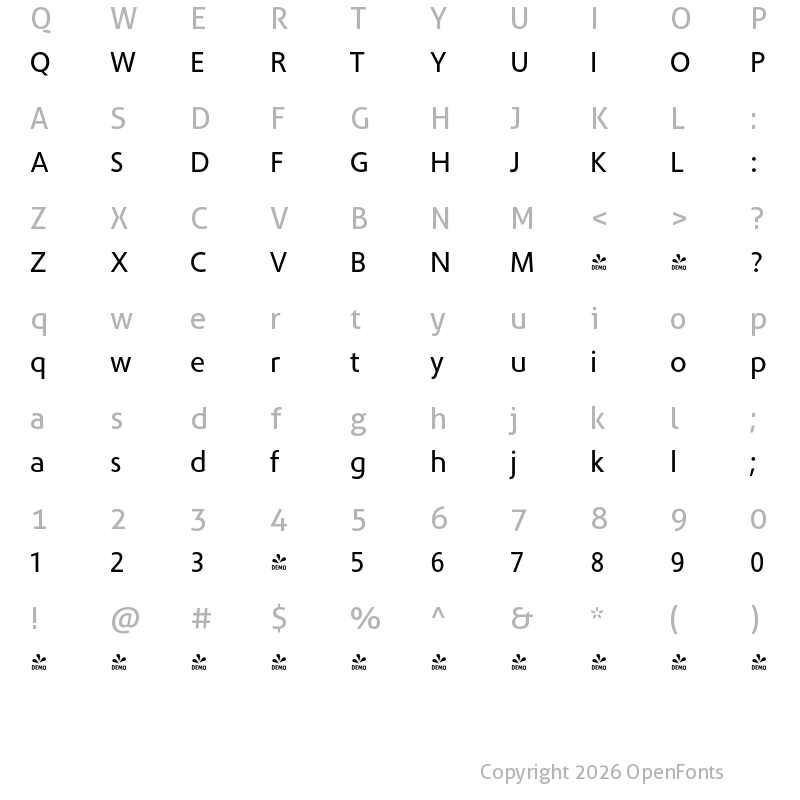 Character Map of FONTSPRING DEMO - Phoenica PRO Regular