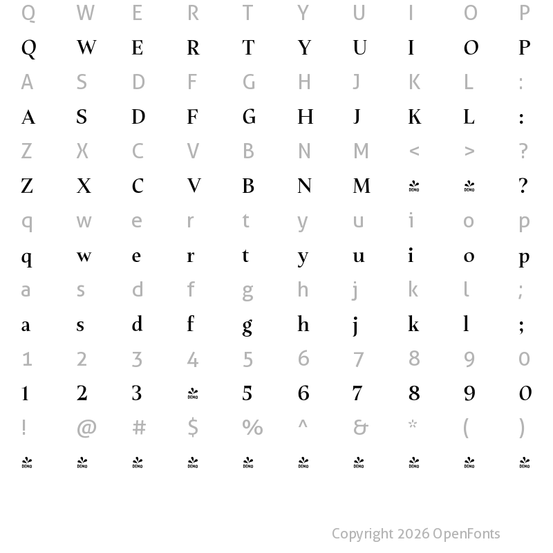 Character Map of FONTSPRING DEMO - Plaisir Semi Bold Regular