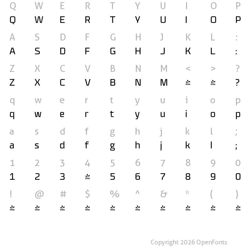 Character Map of FONTSPRING DEMO - Plasma Regular