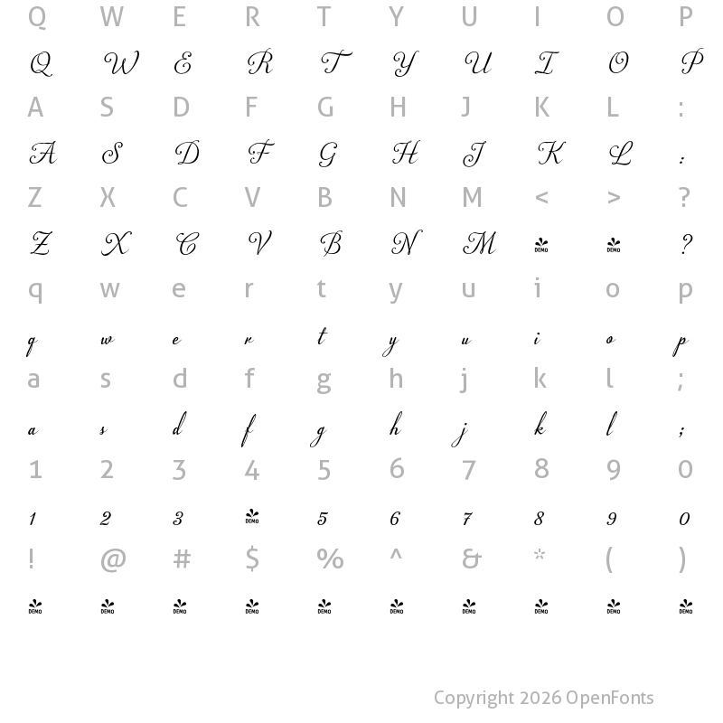 Character Map of FONTSPRING DEMO - Plebeya Regular