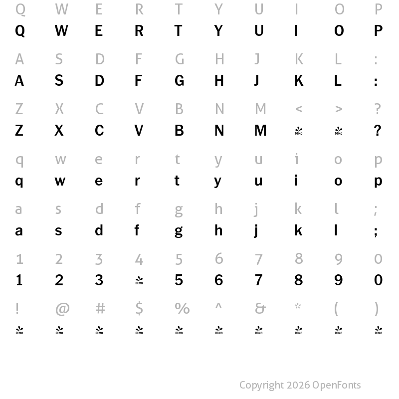 Character Map of FONTSPRING DEMO - Plymouth Serial Bold
