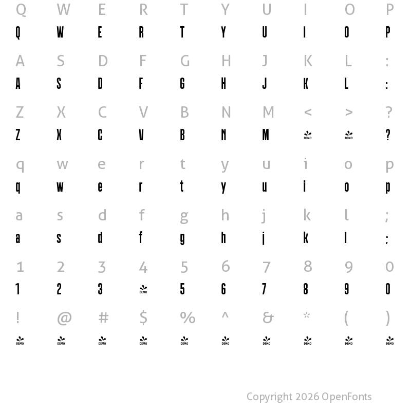 Character Map of FONTSPRING DEMO - Polate Bold Regular