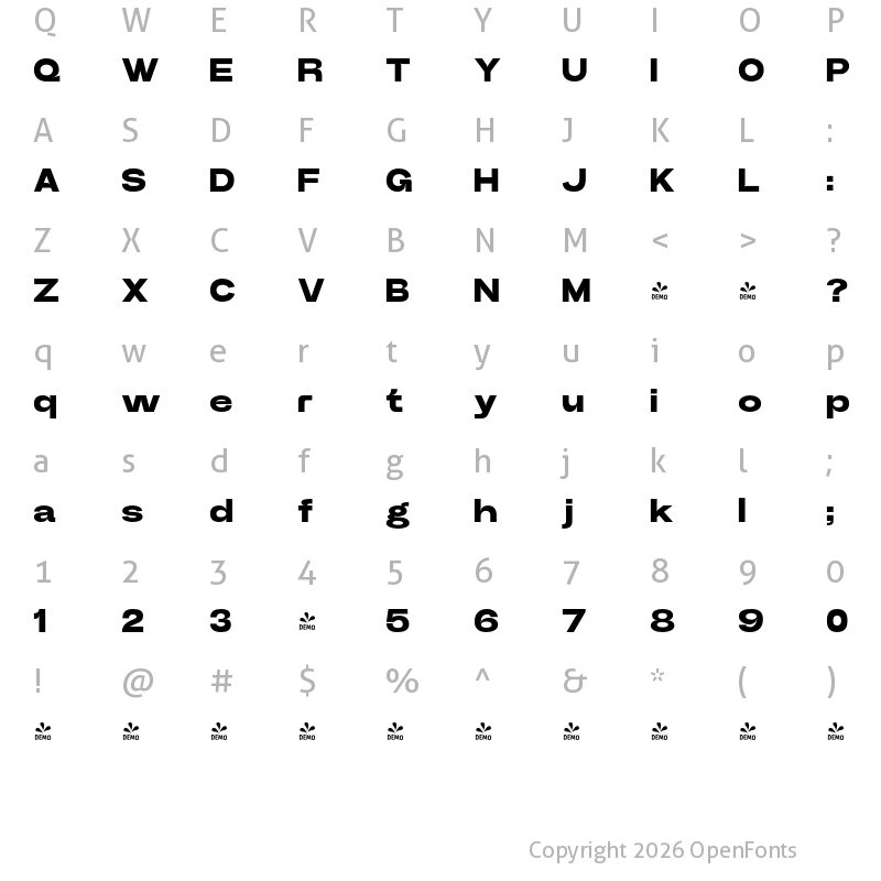 Character Map of FONTSPRING DEMO - Power Grotesk Heavy Regular
