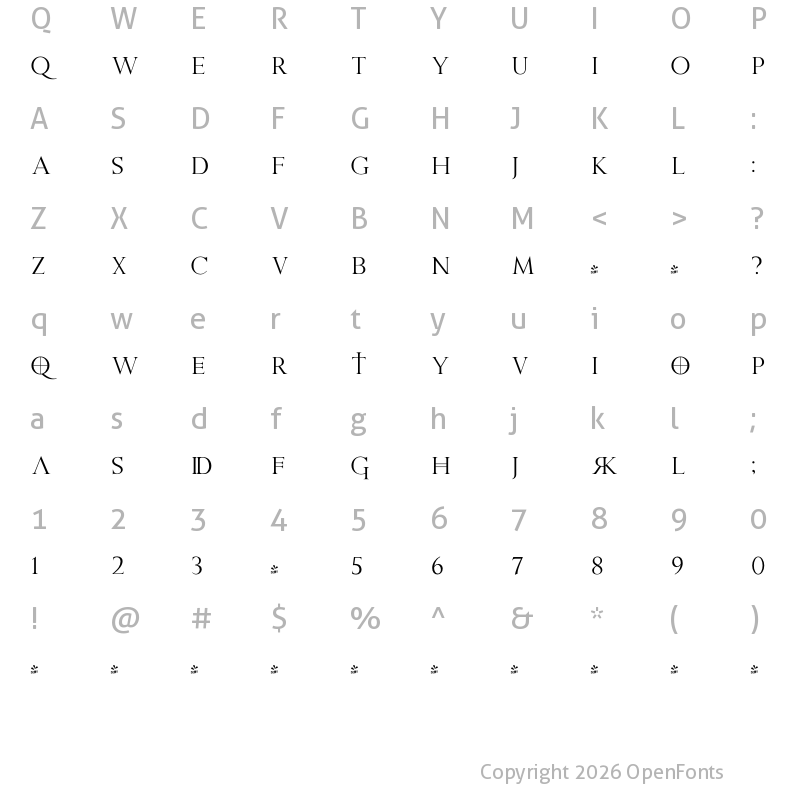 Character Map of FONTSPRING DEMO - Praetoria Regular