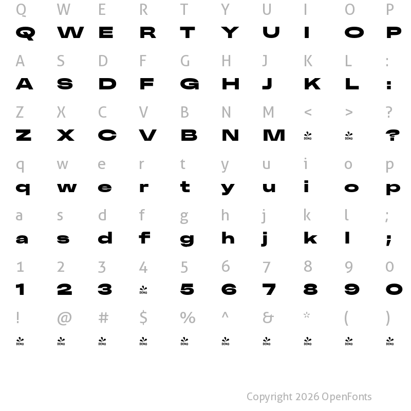 Character Map of FONTSPRING DEMO - Premis Heavy Extended Regular