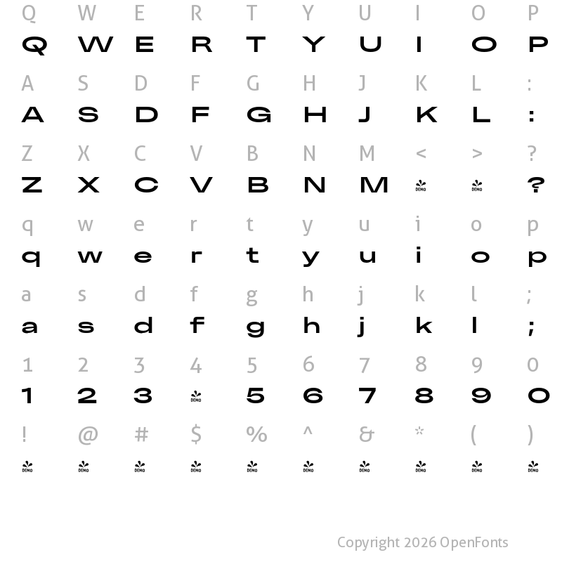 Character Map of FONTSPRING DEMO - Premis Semibold Extended Regular