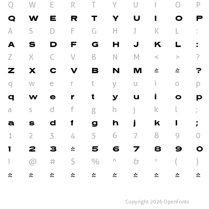 Character Map of FONTSPRING DEMO - Presicav Hv Regular