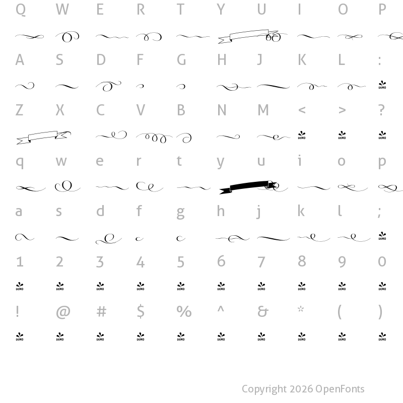 Character Map of FONTSPRING DEMO - PretAPorter Contrast Bold Orna Regular