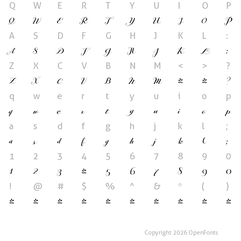 Character Map of FONTSPRING DEMO - PretAPorter Contrast Bold Regular