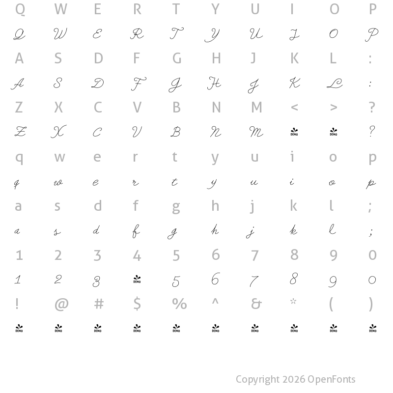 Character Map of FONTSPRING DEMO - PretAPorter Linear Bold Regular
