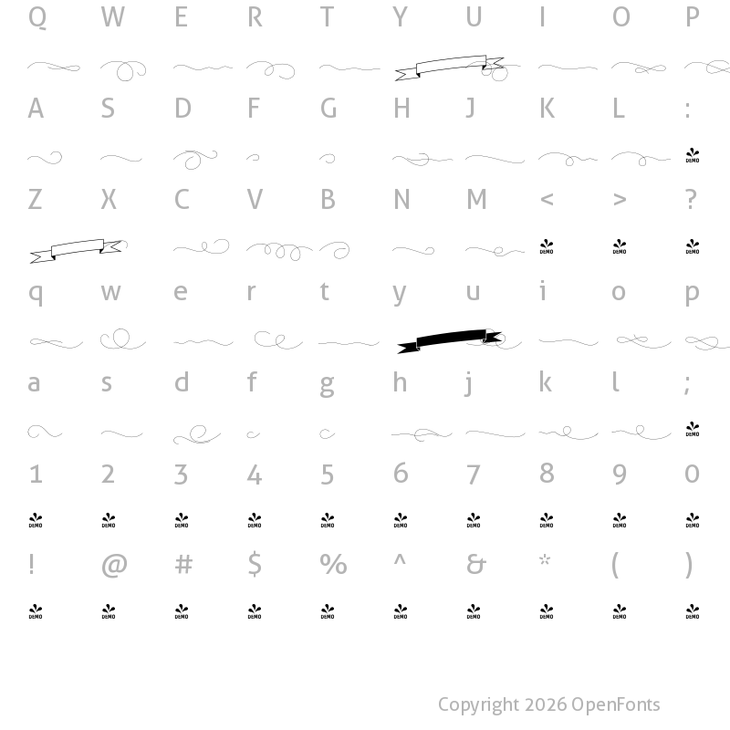 Character Map of FONTSPRING DEMO - PretAPorter Linear Light Orna Regular