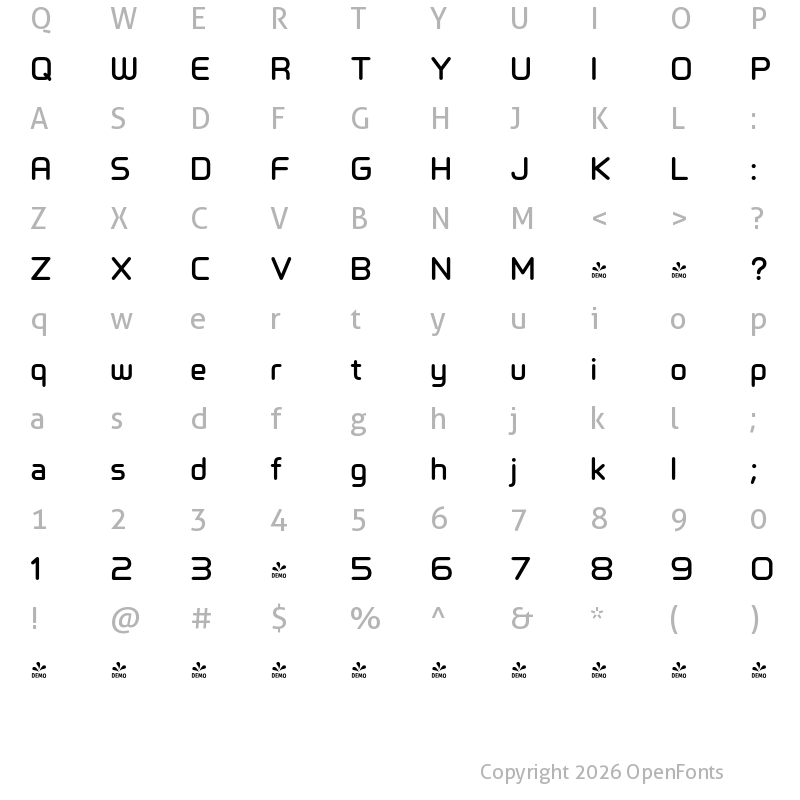 Character Map of FONTSPRING DEMO - Primus Bold