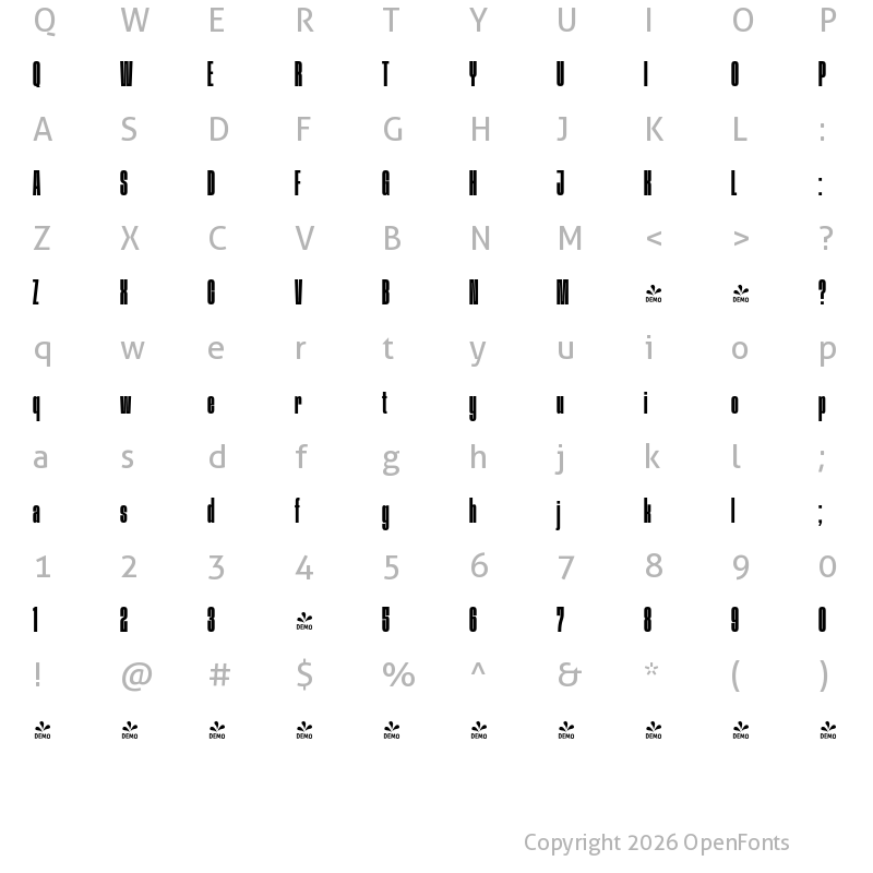 Character Map of FONTSPRING DEMO - Procerus Medium Regular