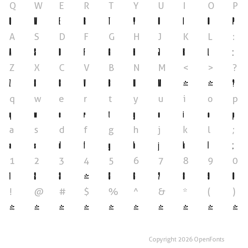 Character Map of FONTSPRING DEMO - Procerus Regular
