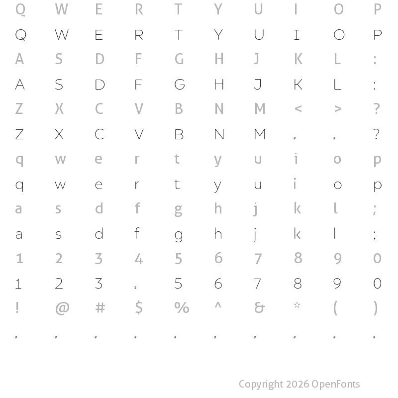 Character Map of FONTSPRING DEMO - Promo UltraLight Regular