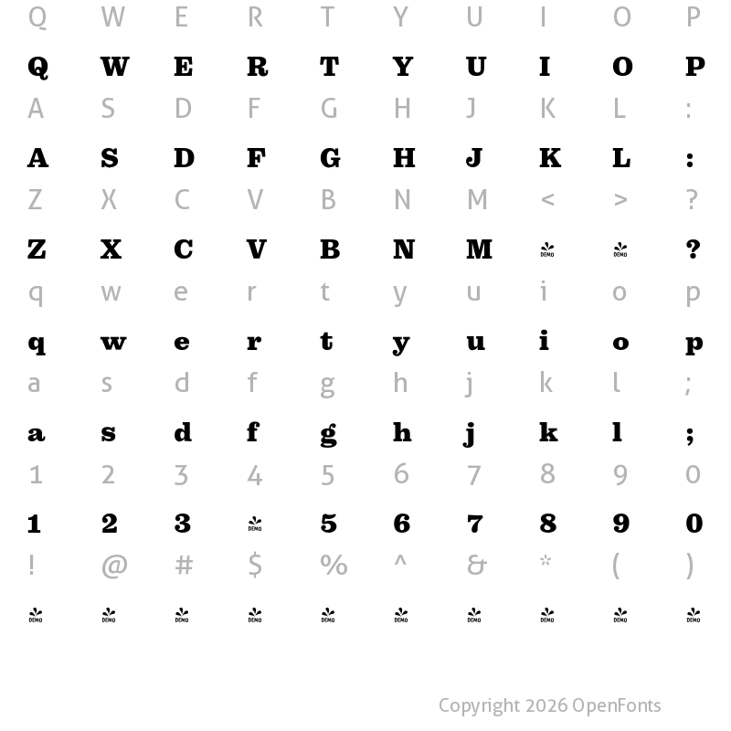 Character Map of FONTSPRING DEMO - Pulpo Black Regular