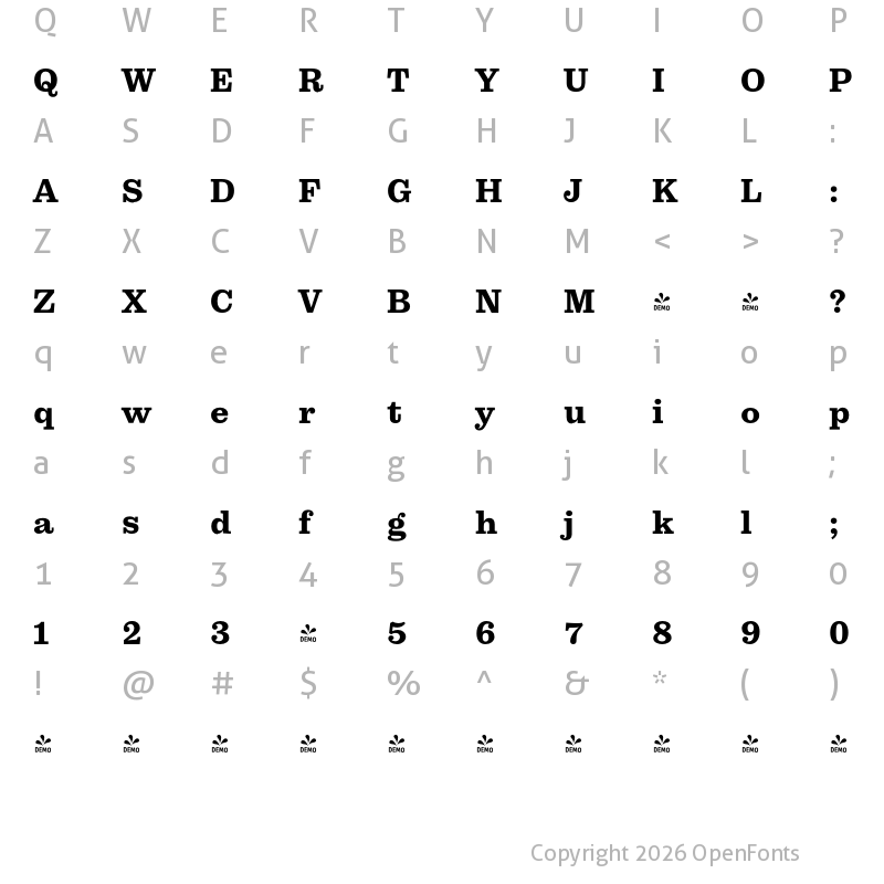 Character Map of FONTSPRING DEMO - Pulpo Bold