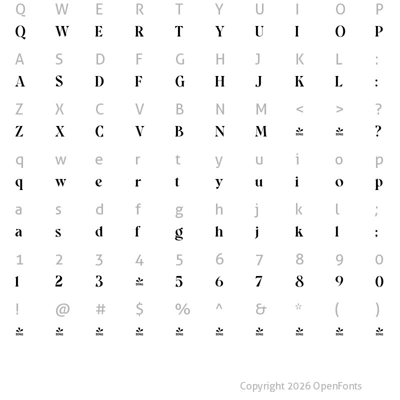 Character Map of FONTSPRING DEMO - Quatro Regular