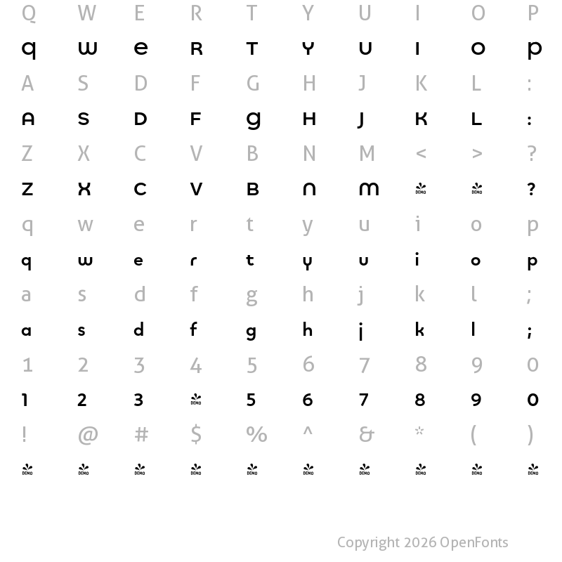 Character Map of FONTSPRING DEMO - Quinoa Round Bold