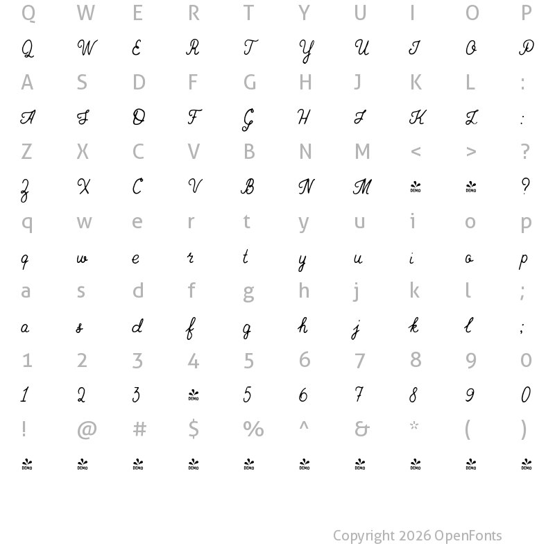 Character Map of FONTSPRING DEMO - Rabbits April Regular