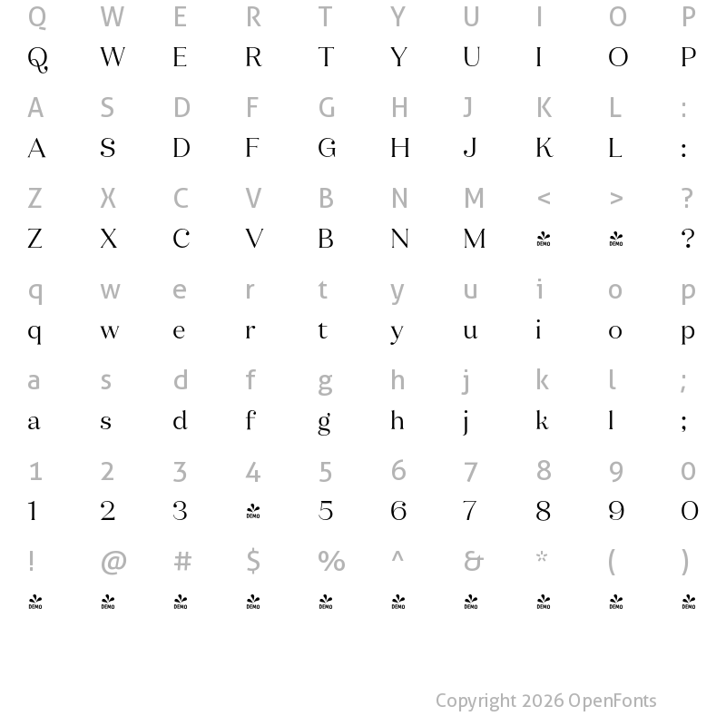 Character Map of FONTSPRING DEMO - Ragazzi Medium Regular