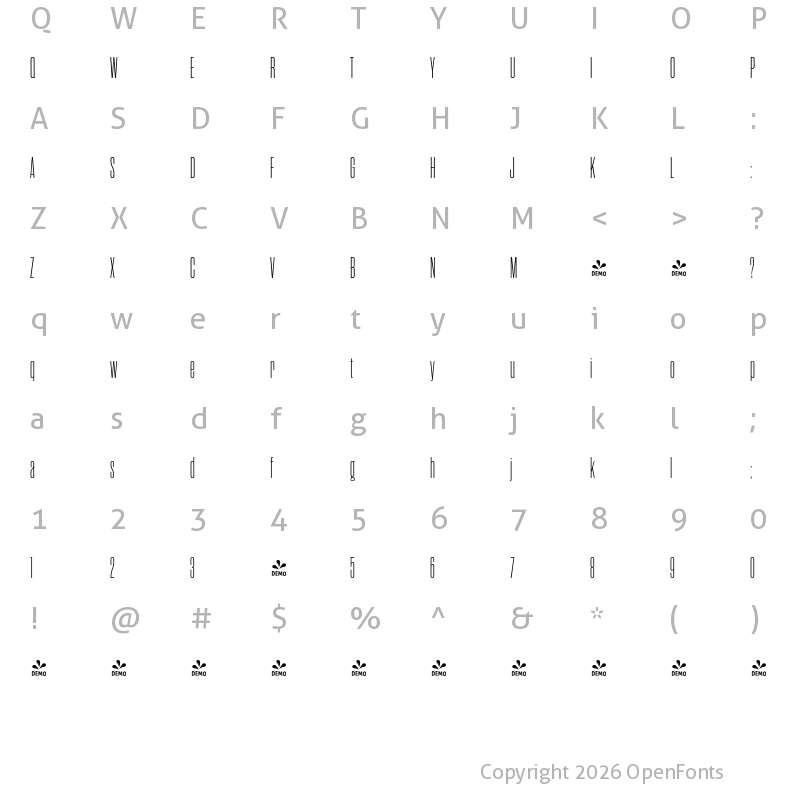 Character Map of FONTSPRING DEMO - Rama Gothic Rnd C Light Regular