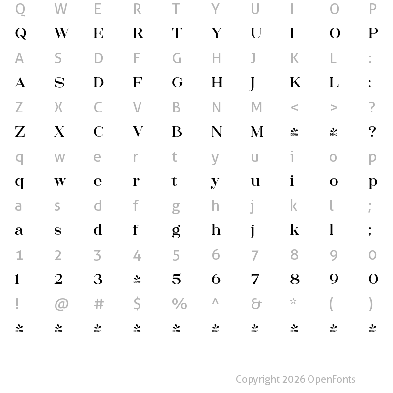 Character Map of FONTSPRING DEMO - Rangkings Regular