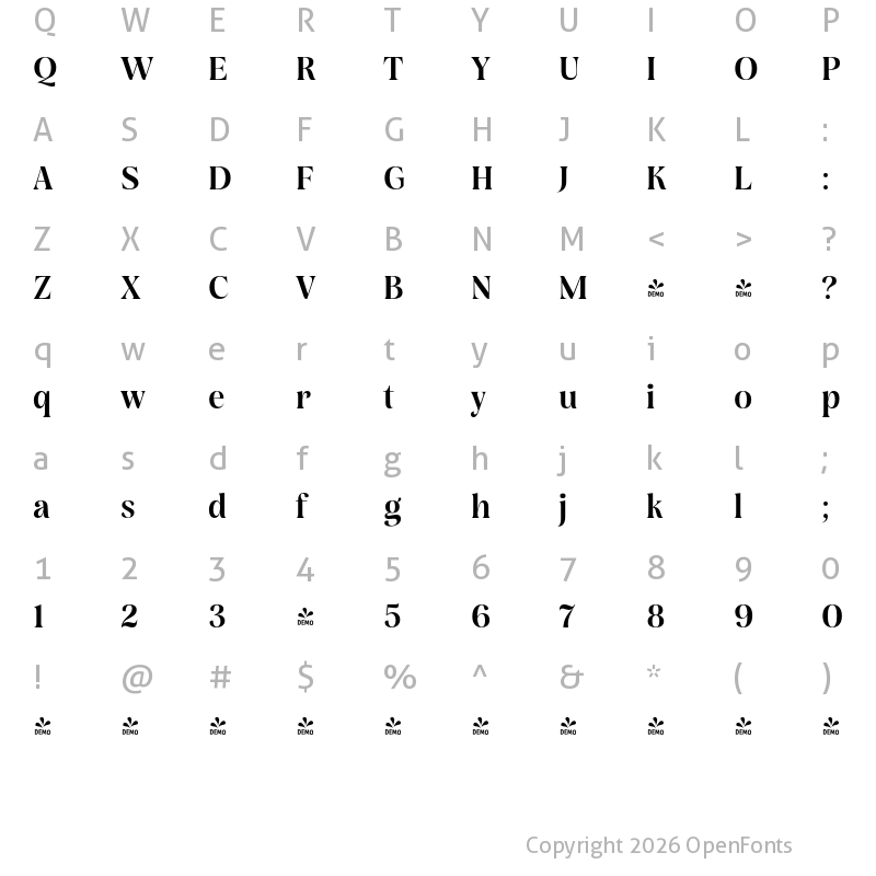 Character Map of FONTSPRING DEMO - Rasbern SemBd Regular