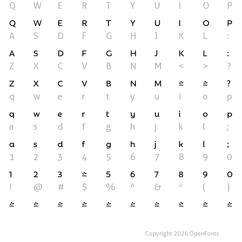 Character Map of FONTSPRING DEMO - Rebrand Dis SemiBold Regular