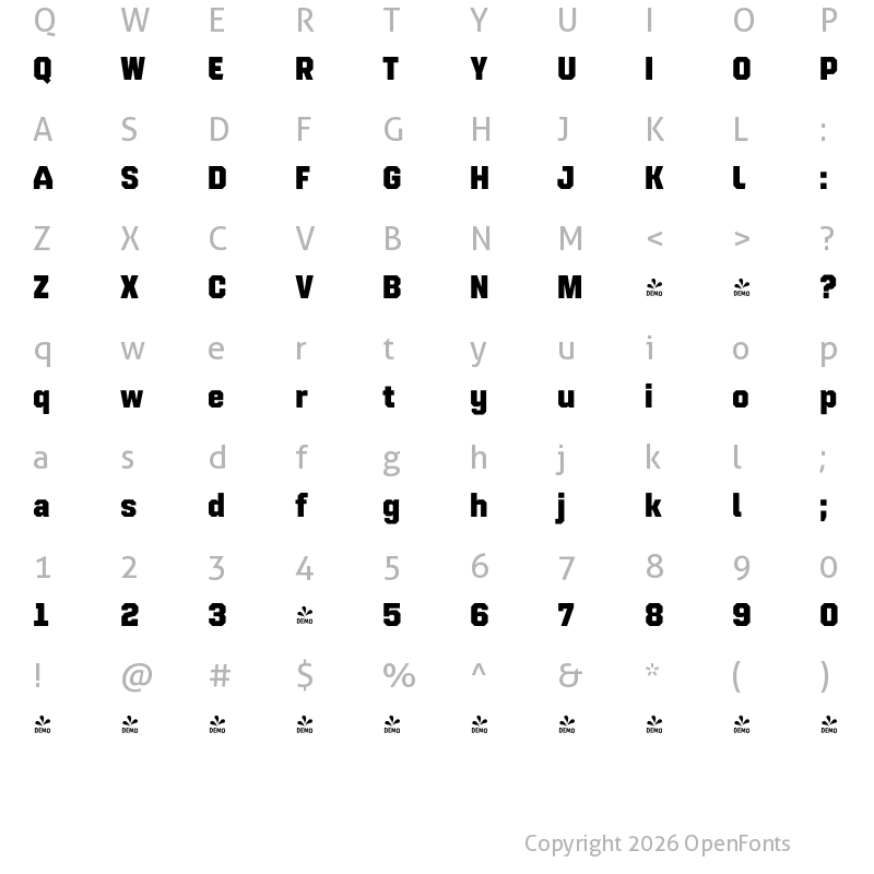 Character Map of FONTSPRING DEMO - Refinery 35 Black Regular