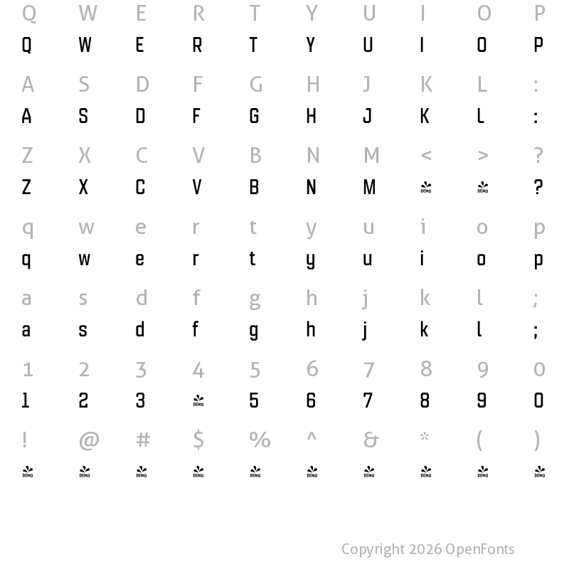 Character Map of FONTSPRING DEMO - Refinery 35 Medium Regular