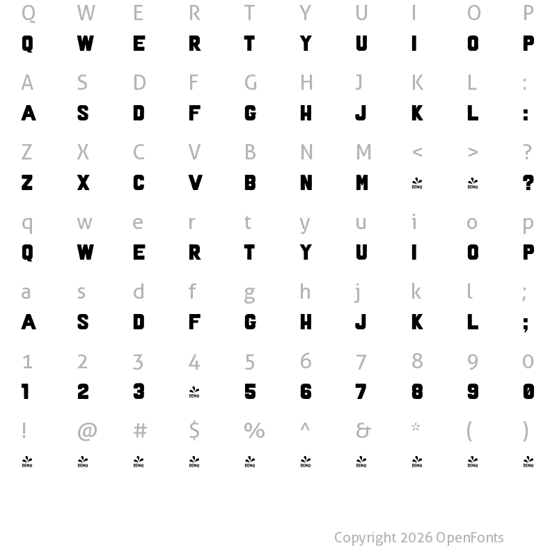 Character Map of FONTSPRING DEMO - Resolution Sans Bold