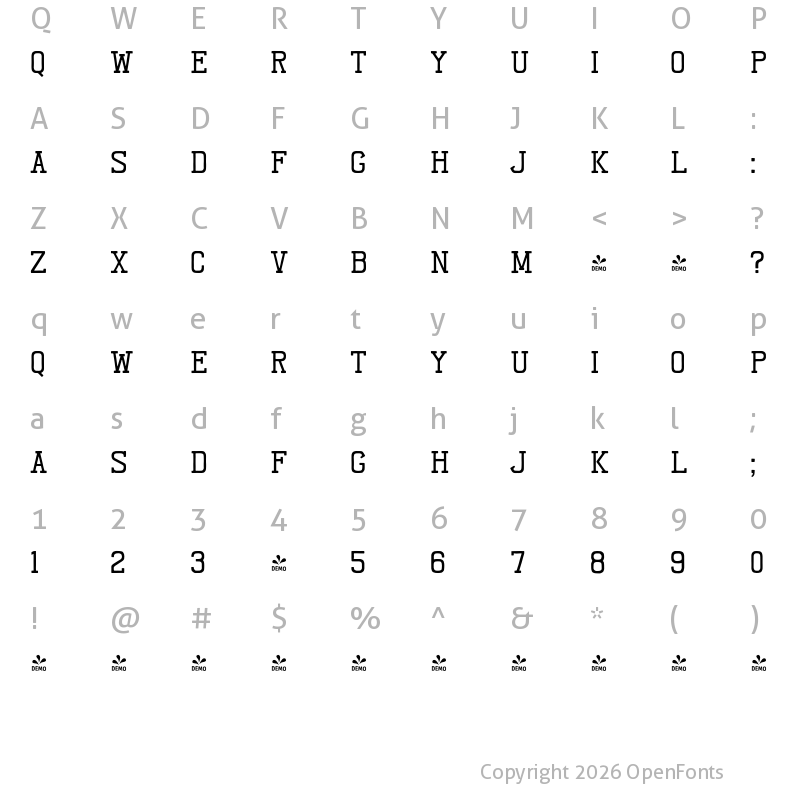 Character Map of FONTSPRING DEMO - Resolution Slab Regular