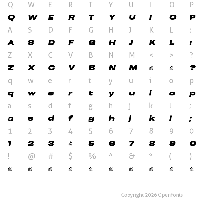 Character Map of FONTSPRING DEMO - Resolve Sans Black Wd Ita Regular