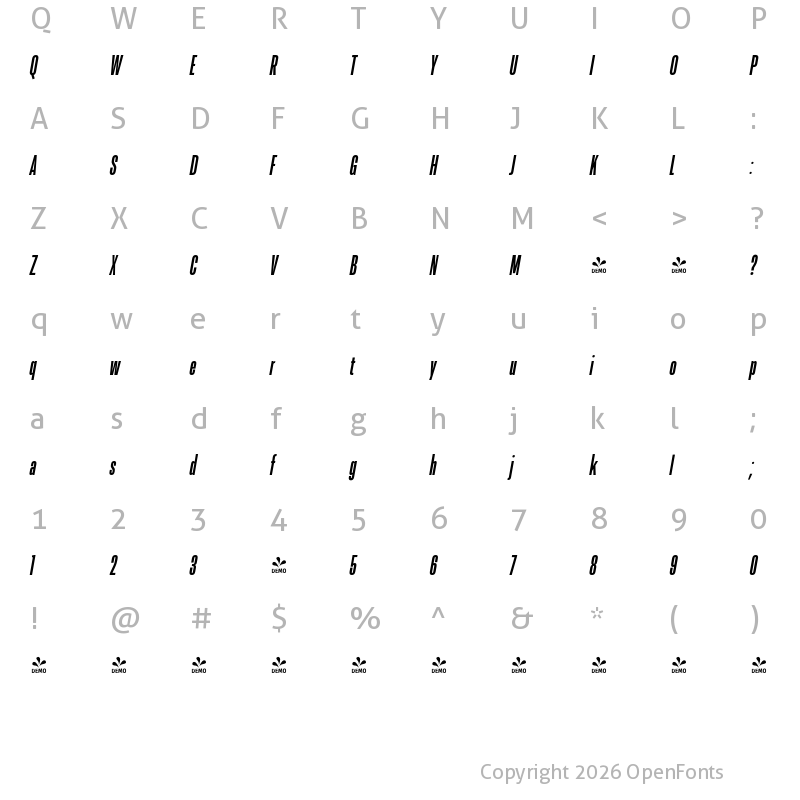 Character Map of FONTSPRING DEMO - Resolve Sans Extrabold Cm Ita Regular