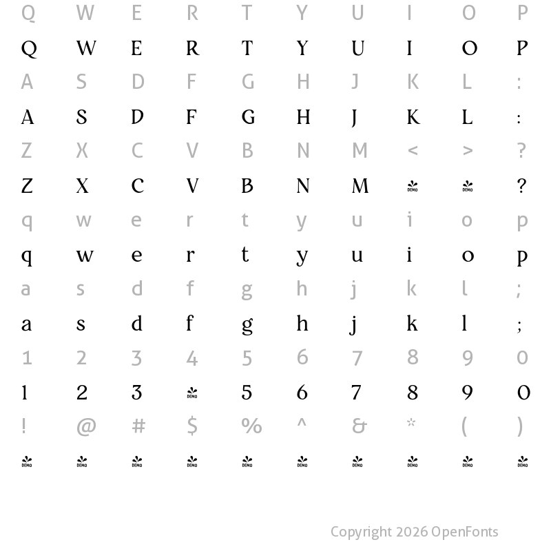 Character Map of FONTSPRING DEMO - Restora Regular