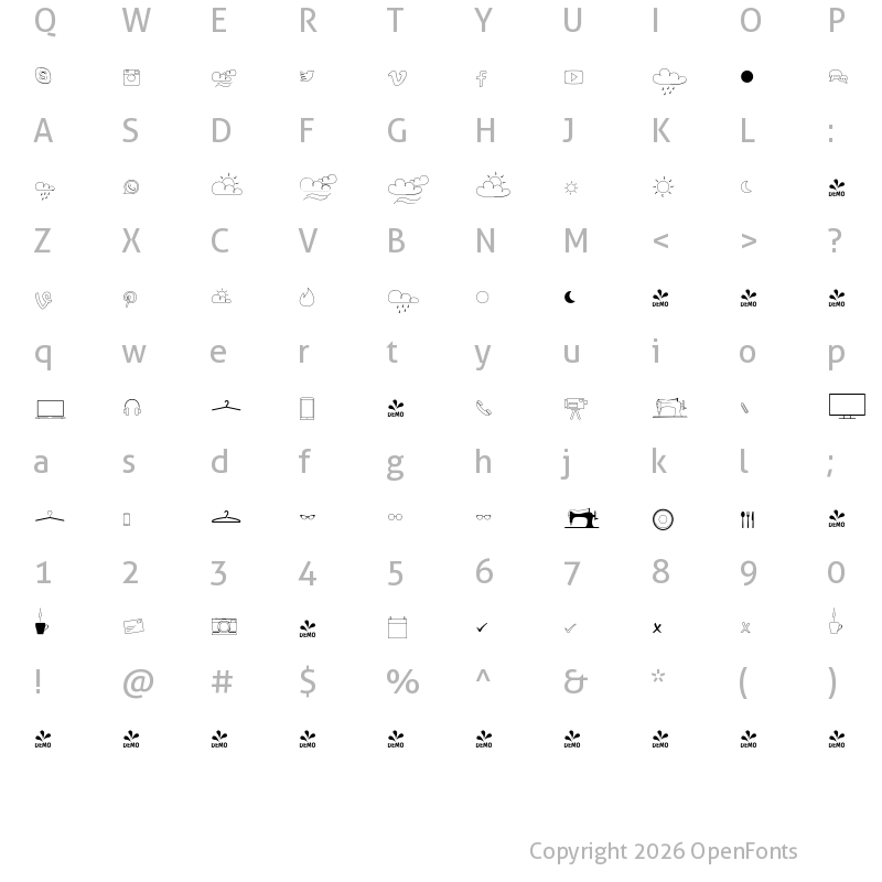Character Map of FONTSPRING DEMO - Revista Dingbats One Regular