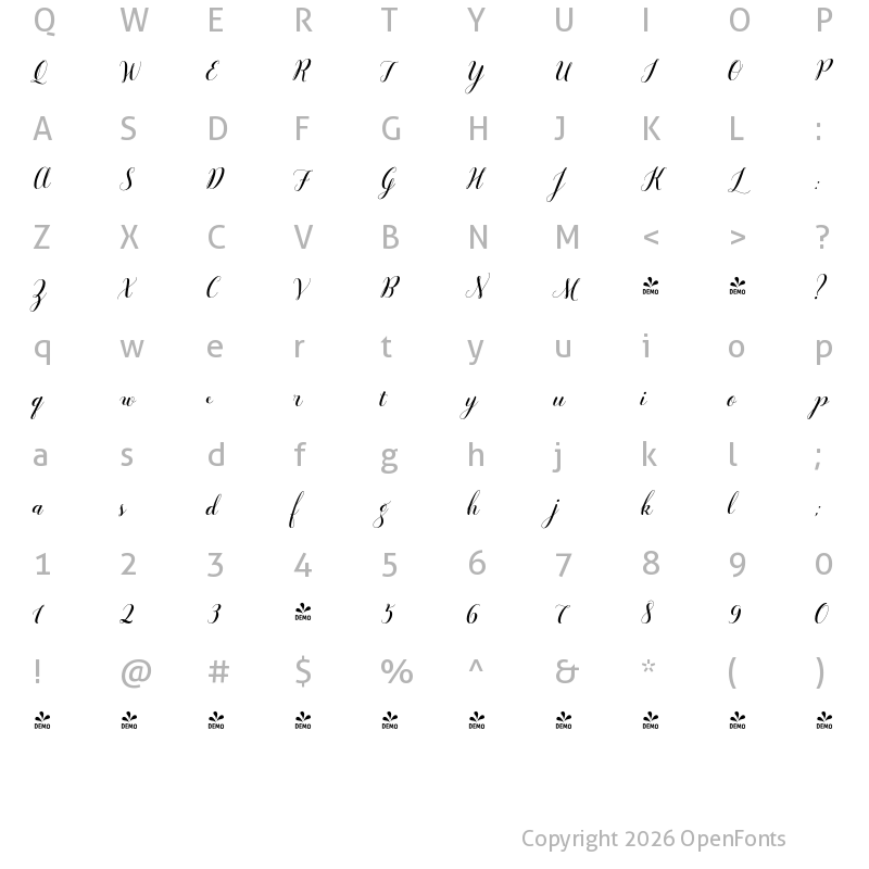 Character Map of FONTSPRING DEMO - Revista Script Black Regular