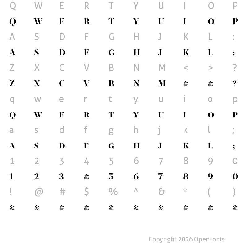 Character Map of FONTSPRING DEMO - Revista Stencil Black Regular