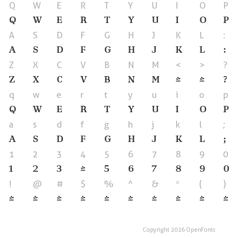 Character Map of FONTSPRING DEMO - Richler Highlight Regular