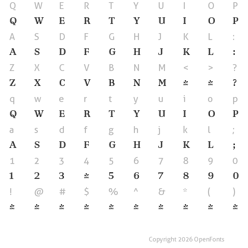 Character Map of FONTSPRING DEMO - Richler Pro Highlight Regular