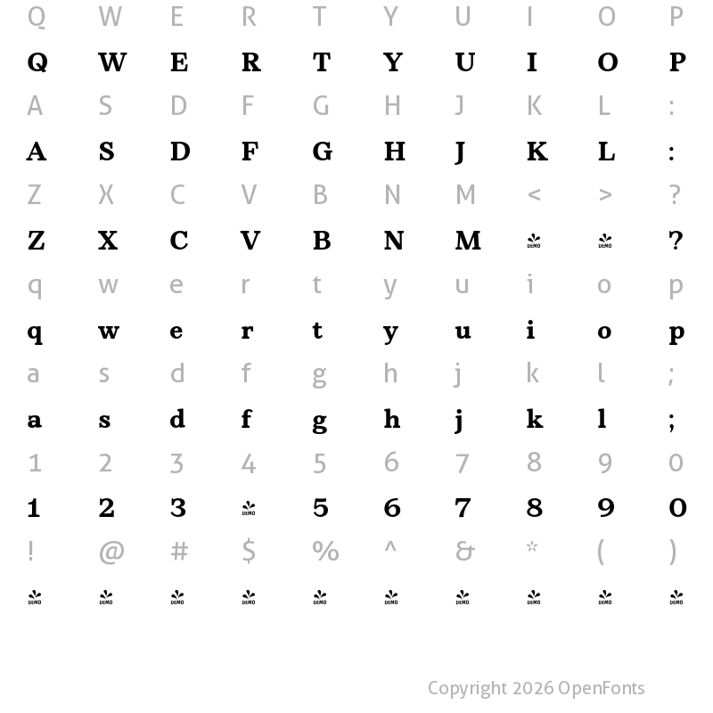Character Map of FONTSPRING DEMO - Rieux Bold
