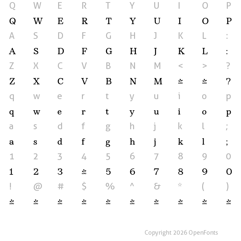 Character Map of FONTSPRING DEMO - Rieux Medium