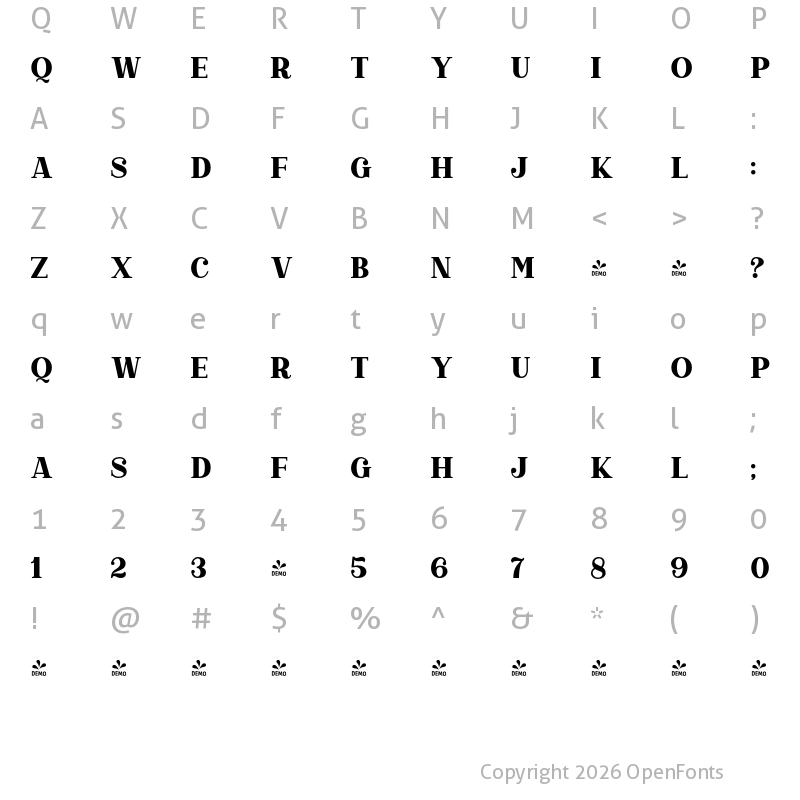 Character Map of FONTSPRING DEMO - Righton Serif Regular
