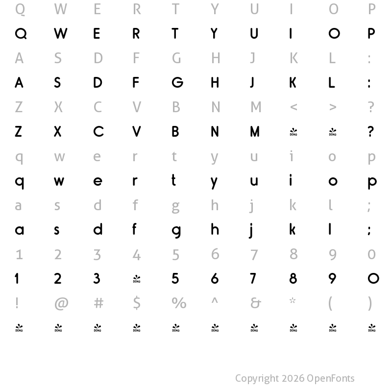 Character Map of FONTSPRING DEMO - Rimouski Sb Regular