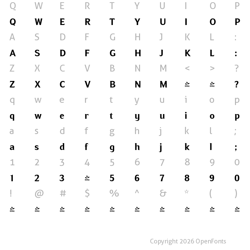 Character Map of FONTSPRING DEMO - Ripe Apricot Bold