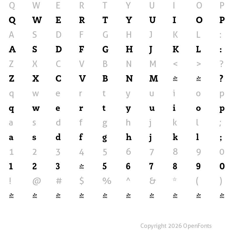 Character Map of FONTSPRING DEMO - Rogliano ExtraBold Regular