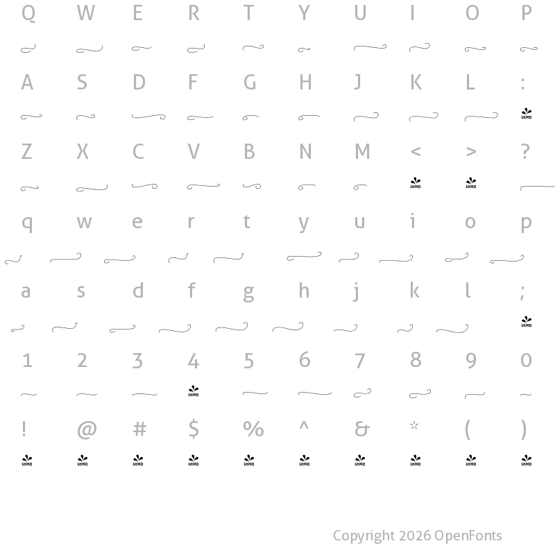 Character Map of FONTSPRING DEMO - RoseGarden Orn 3 Regular